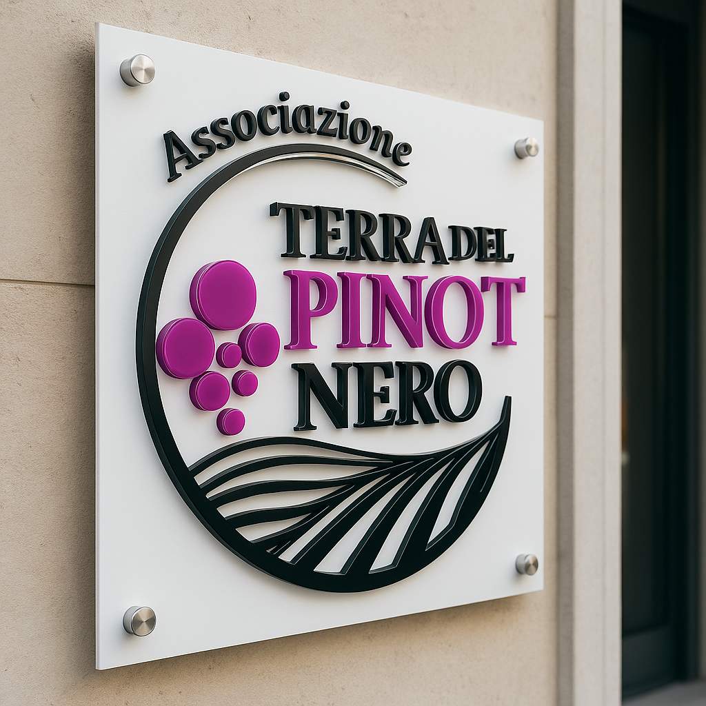 Targa in plexiglass per Ballabio Cantina a Casteggio, linea Farfalla