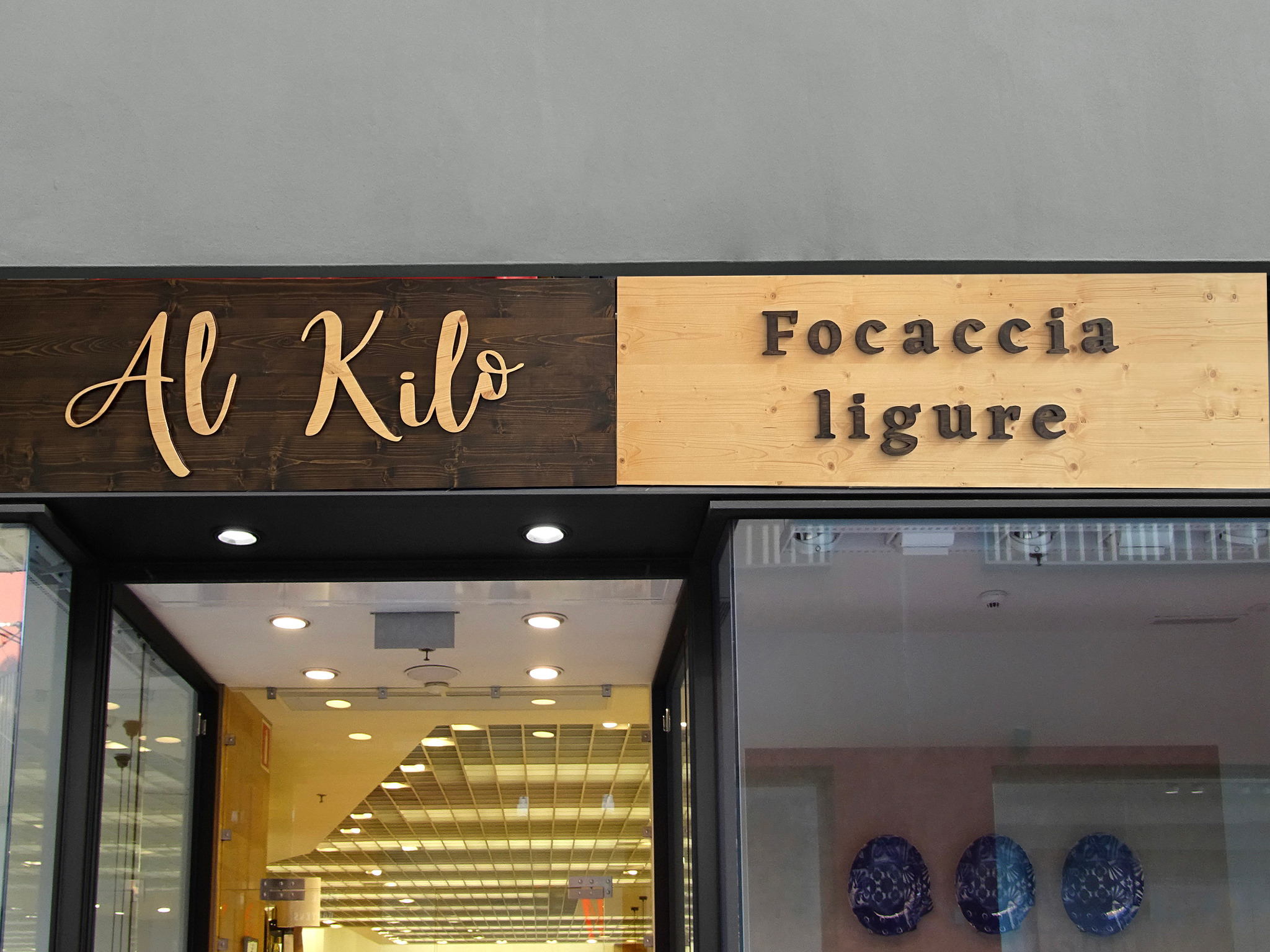 Al Kilo · Ibiza, Coordinated wooden fascia signs