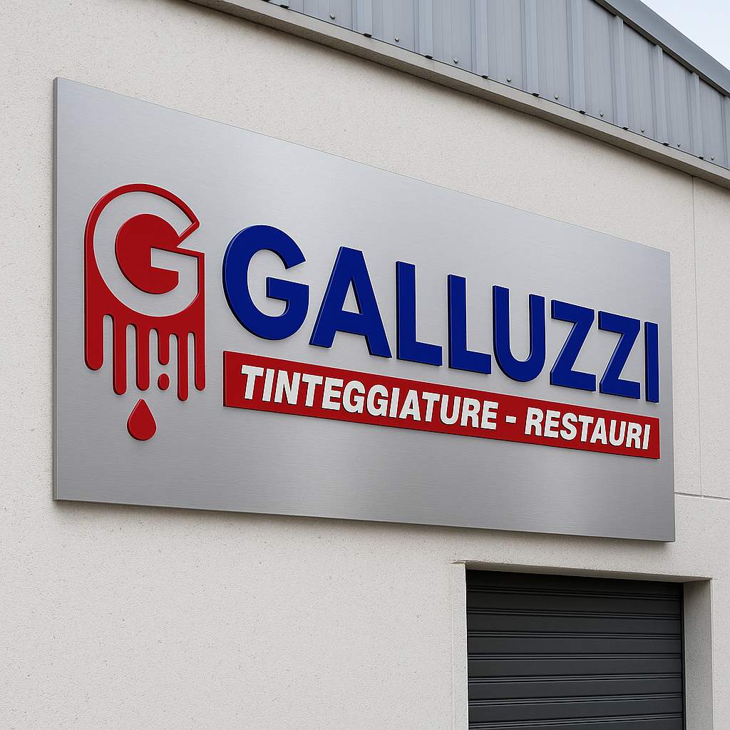 Insegna o targa in alluminio artigianale: insegna galluzzi alluminio vinile prespaziato artigianale pangeacomunicazione