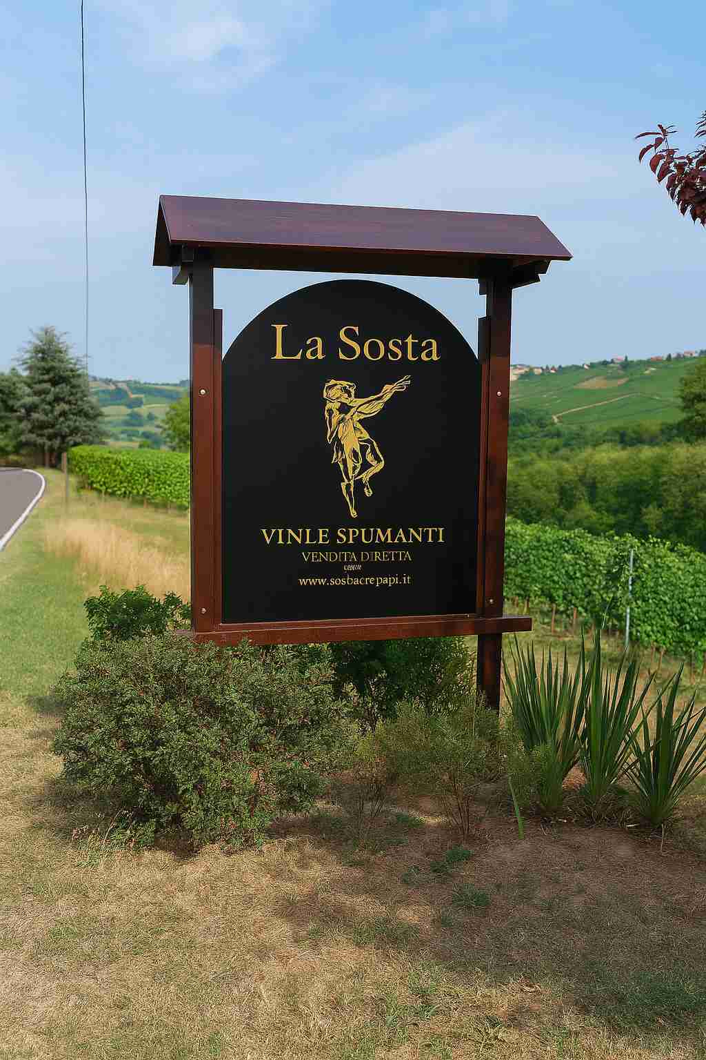 Insegna o targa in alluminio artigianale: insegna la sosta alluminio vinile prespaziato legno artigianale pangeacomunicazione
