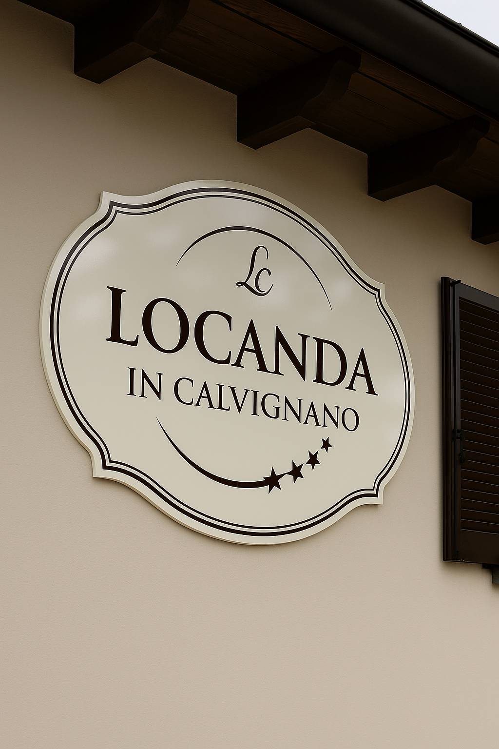 Insegna o targa in alluminio artigianale: insegna2 locanda in calvignano alluminiio sagomato vinile prespaziato artigianale pangeacomunicazione
