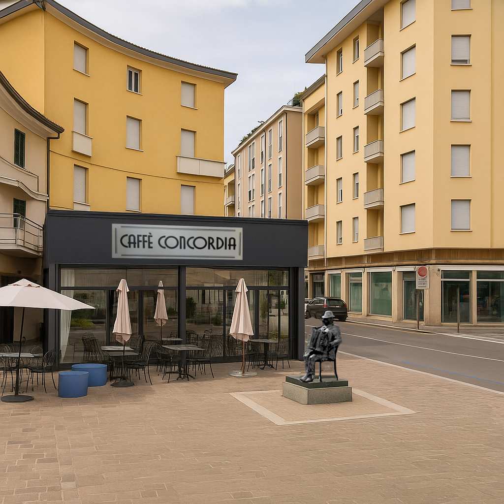 Insegna o targa in alluminio artigianale: insegna bar concordia alluminio vinile prespaziato pangeacomunicazione