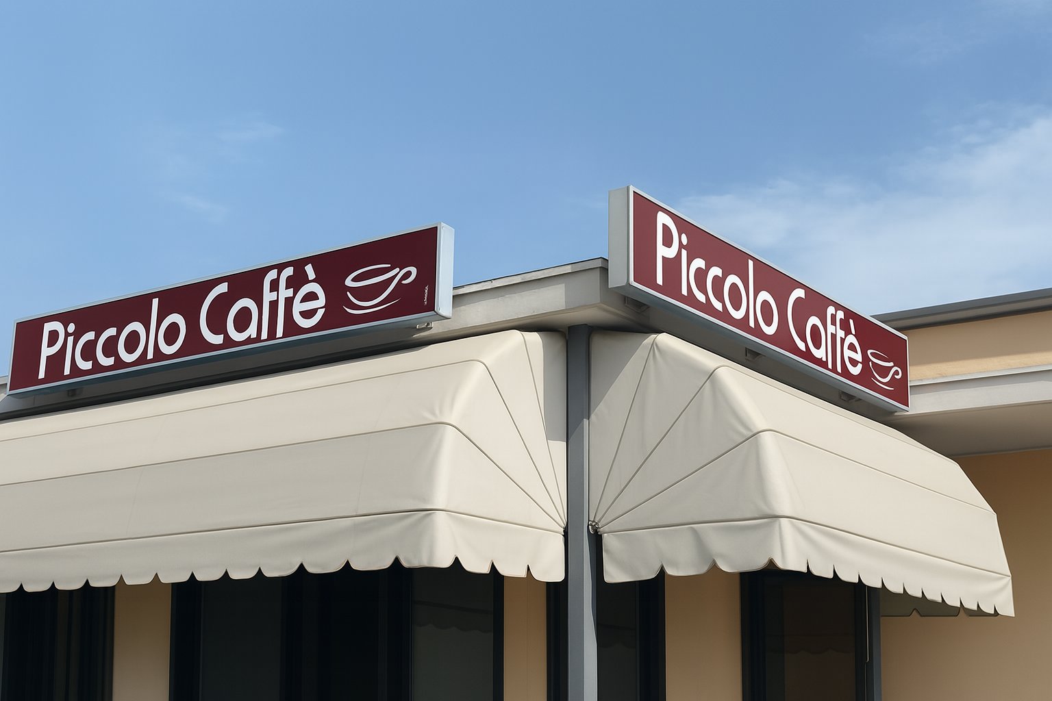 Insegna artigianale in plexiglass o materiale composito – insegna piccolo caffe plexiglass vinile prespaziato lucido artigianale pangeacomunicazione