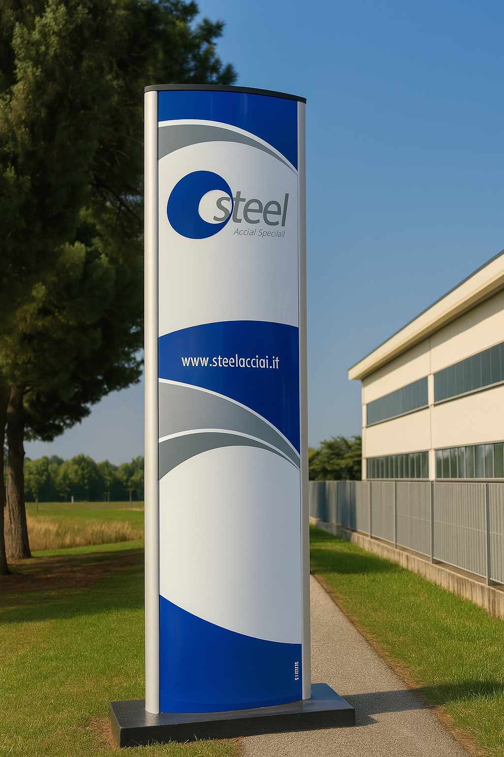 Insegna o targa in alluminio artigianale: insegna totem steel accia pangeacomunicazione